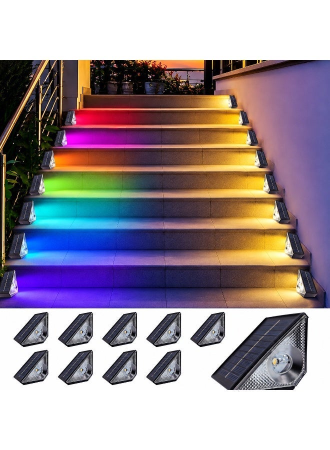 12 قطعة مصابيح سلالم شمسية LED، 8 أوضاع إضاءة، مقاومة للماء IP65، للحديقة والفناء والسور والممر والدرج والشرفة والمدخل، تعمل بالطاقة الشمسية - Image 1