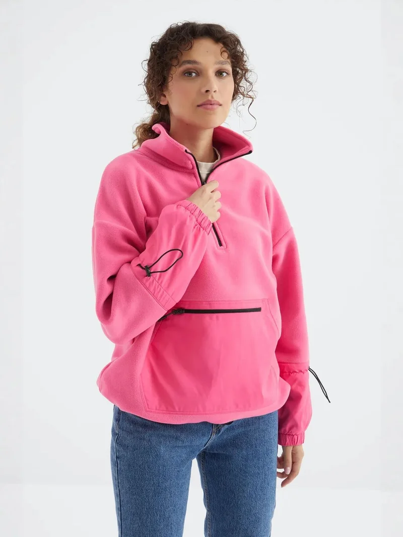 تومي لايف TOMMY Oversized Plush Half-Zip Sweatshirt