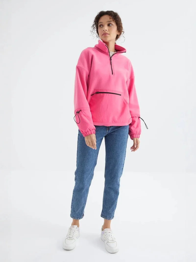 تومي لايف TOMMY Oversized Plush Half-Zip Sweatshirt