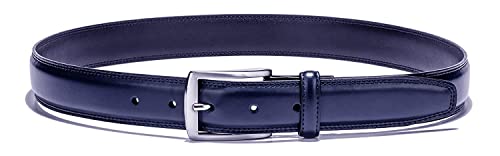 KM Legend Men's Genuine Leather Dress Belt with Premium Quality - Classic & Fashion Design for Work Business and Casual (esNavy, 36) - Image 3
