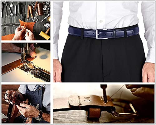 KM Legend Men's Genuine Leather Dress Belt with Premium Quality - Classic & Fashion Design for Work Business and Casual (esNavy, 36) - Image 4