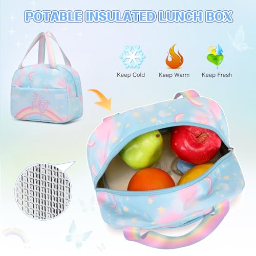 Scothen Backpack for Girls, Rainbow Butterfly Girls Backpacks with Lunch Bag Pencil Case Set, Kids Backpack Kindergarten Elementary Middle School Book Bag for Teen Girl Children Students - Image 5