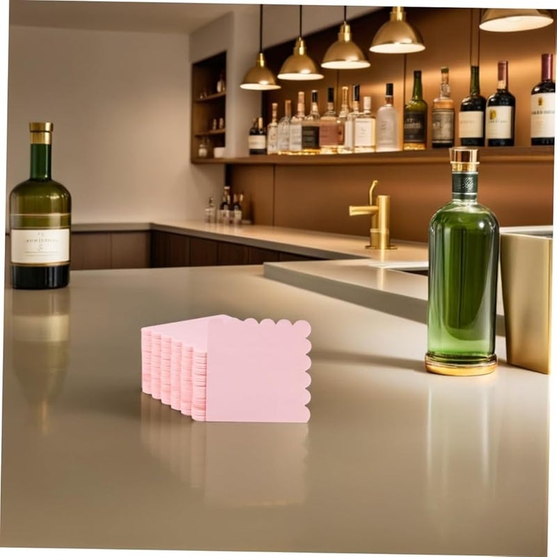 مناديل ورقية وردية ذات حواف متموجة قابلة للتخلص منها، 100 قطعة، ماصة عالية الجودة لحفلات الزفاف والاستحمام والاستخدام اليومي - Image 5