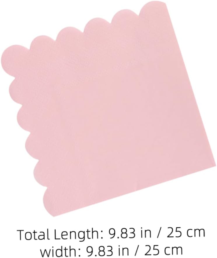 مناديل ورقية وردية ذات حواف متموجة قابلة للتخلص منها، 100 قطعة، ماصة عالية الجودة لحفلات الزفاف والاستحمام والاستخدام اليومي - Image 3