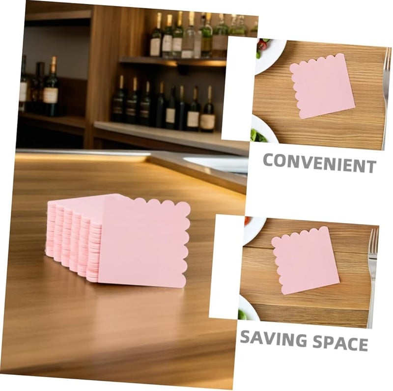 مناديل ورقية وردية ذات حواف متموجة قابلة للتخلص منها، 100 قطعة، ماصة عالية الجودة لحفلات الزفاف والاستحمام والاستخدام اليومي - Image 4