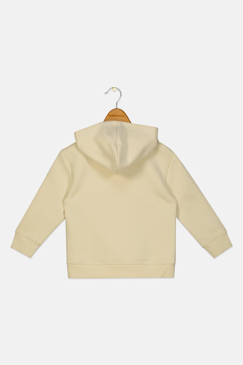 Reebok هودي خارجي بأكمام طويلة للأطفال الأولاد بشعار العلامة التجارية، بيج - Image 2