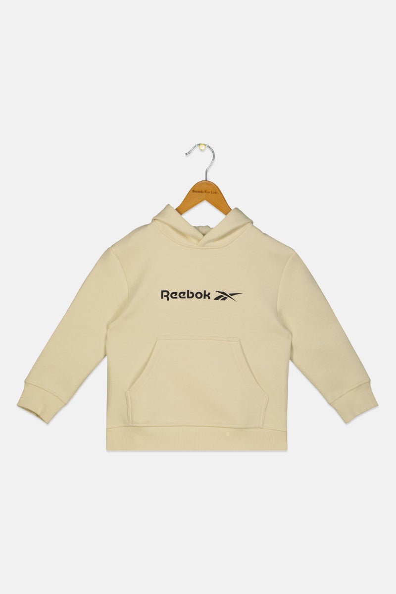 Reebok هودي خارجي بأكمام طويلة للأطفال الأولاد بشعار العلامة التجارية، بيج - Image 1