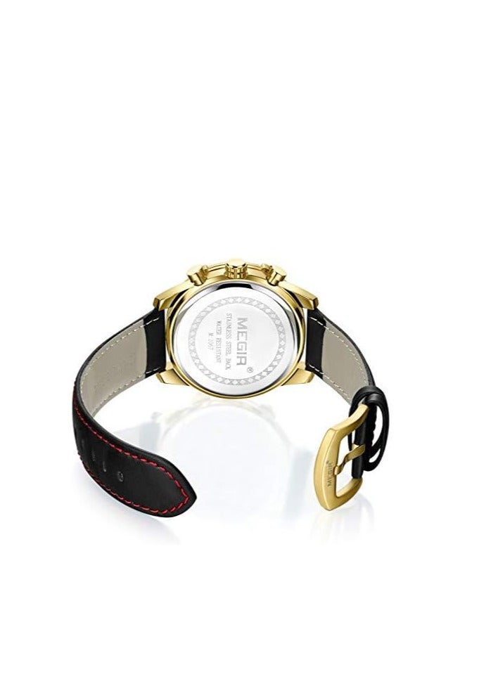 ميجر ساعة ميجير كوارتز للرجال، عرض كرونوغراف وحزام جلدي - 2067 جرام - Image 3