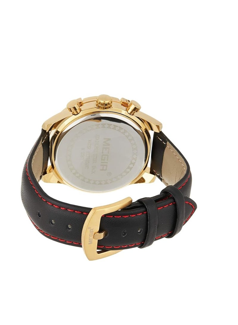 ميجر ساعة ميجير كوارتز للرجال، عرض كرونوغراف وحزام جلدي - 2067 جرام - Image 4