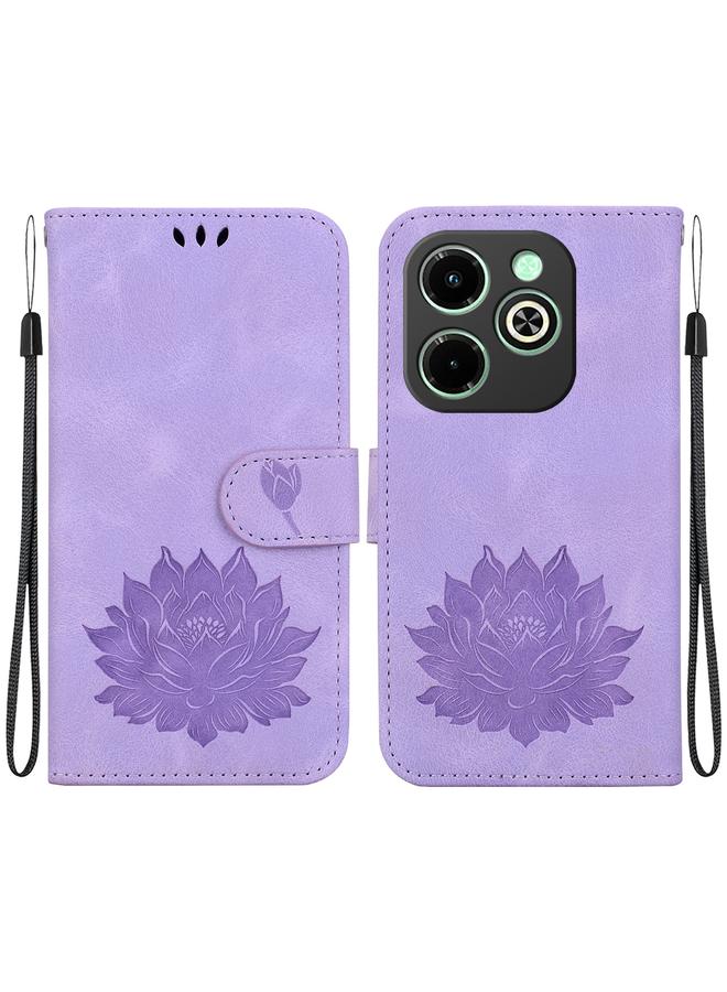 Zaboon Case For Infinix Smart 8 / Smart 8 HD Lotus Embossed Leather Phone Case - Image 1