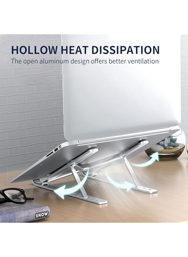 This laptop stand is made of high-quality aluminum, is adjustable and foldable, and is suitable for all laptops - Gray - Image 1