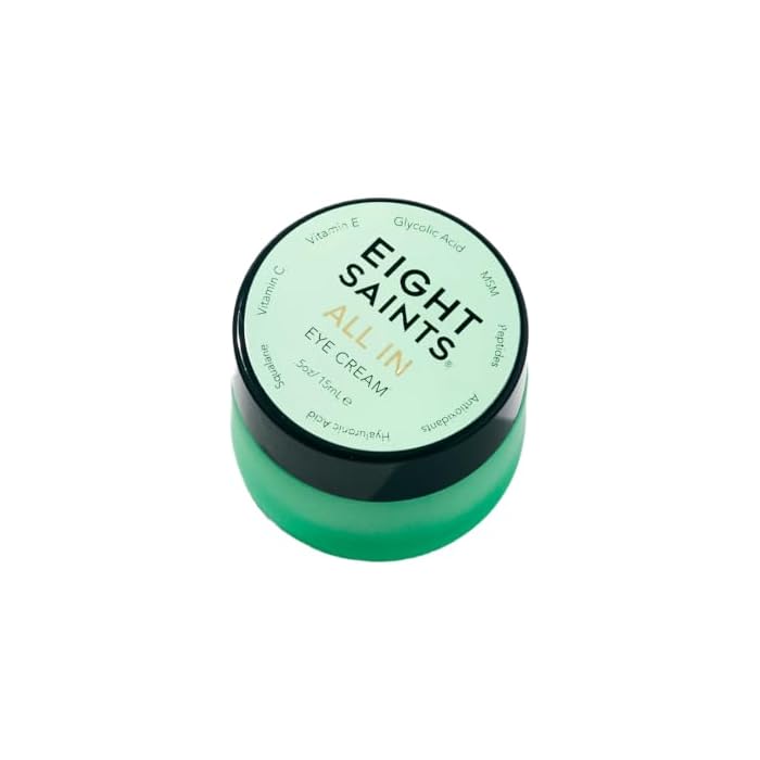 Eight Saints Skin Care All In Eye Cream, Anti Aging Eye Cream to Reduce Puffiness, Wrinkles, & Eye Bags, Dark Circles Eye Treatment, with Hyaluronic Acid, Vitamin C, & Peptides, 0.5 Ounces