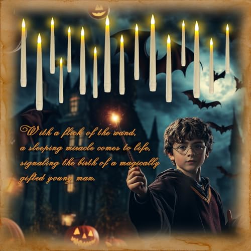 Homemory 20PCS Floating Candles with Wand Remote, Magic Hanging Candle with Timer, Flickering Warm Light Floating Candles for Halloween Christmas Birthday Party Decor - Image 2