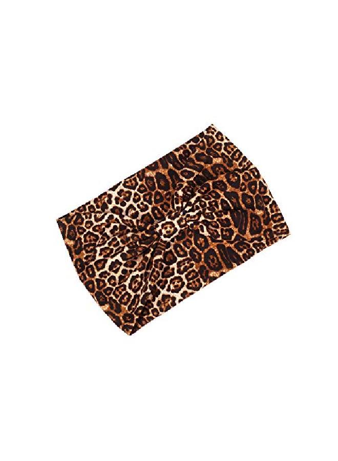 DINPREY Animal Print Headwraps Bandana Hair Bands Knot Twisted Headbands Boho Head Wrap Cross Leopard Headband Wide Headwraps For Women (Wide Leopard Headbands) - Image 5