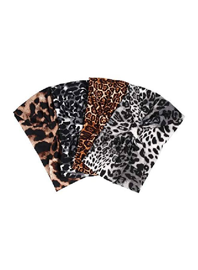 DINPREY Animal Print Headwraps Bandana Hair Bands Knot Twisted Headbands Boho Head Wrap Cross Leopard Headband Wide Headwraps For Women (Wide Leopard Headbands) - Image 3