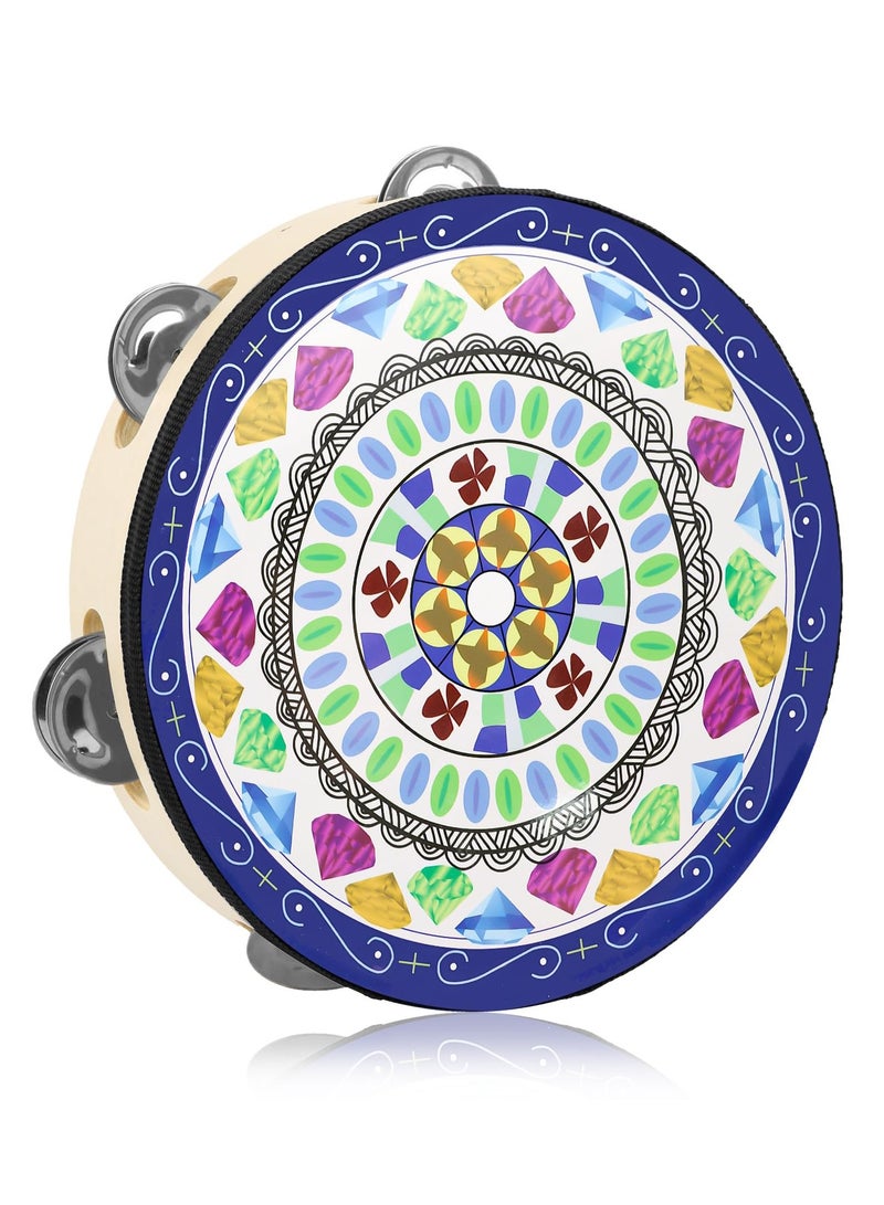 SYOSI Tambourine for Kids and Adults, 8-Inch Handheld Percussion Musical Instrument with Metal Jingles, Ideal for Family Parties, School, and Gifts  - Image 1