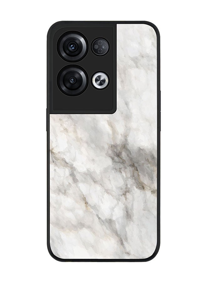 Stylizedd Rugged Black edge case for Oppo Reno8 Pro Slim fit Soft Case Flexible Rubber Edges Anti Drop TPU Gel Thin Cover - Marble Print Beige Grey - Image 1