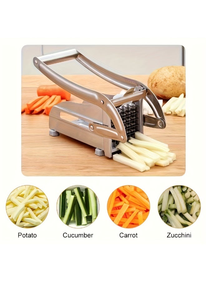 آي هوم شوب مجموعة واحدة من قطاعة البطاطس المقلية الاحترافية المصنوعة من الفولاذ المقاوم للصدأ، قطاعة خضراوات يدوية شديدة التحمل مع واقي شفرة أمان، قطاعة فواكه، مناسبة للبطاطس والجزر والخيار والبصل، قطاعة خضراوات، قطاعة بطاطس مقلية، قطاعة بطاطس، قطاعة بصل، أداة حجب الطعام، أداة مطبخ متينة للاستخدام في المنزل والمطعم - Image 2