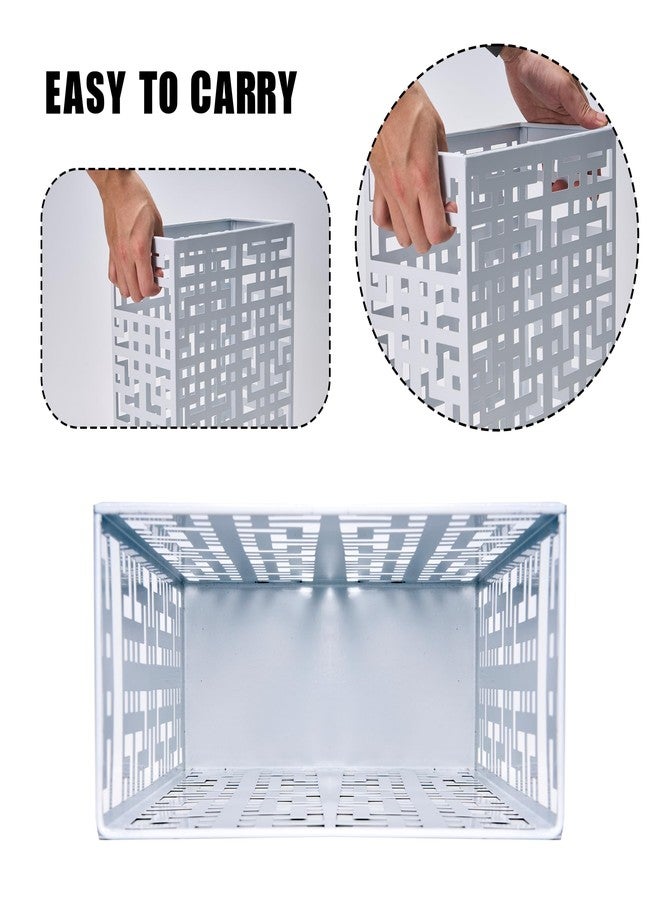 BEWBBAT حامل مظلات BEWBBAT للمدخل، رف مظلات معدني مربع، رف مستطيل مجوف قائم بذاته للمنزل والمكتب، 16 × 10 × 5 بوصة، أبيض - Image 4