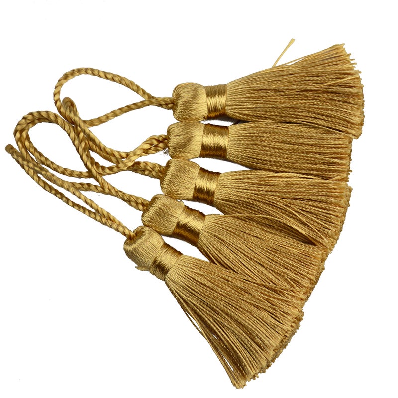 Makhry Makhry 20pcs 43 Inch Handmade Silky Floss Mini Tiny Craft Tassels with 2Inch Cord Loop and Small Chinese Knot for Earrings Souvenir Bookmarks DIY Craft AccessoryTags 47Champagne 