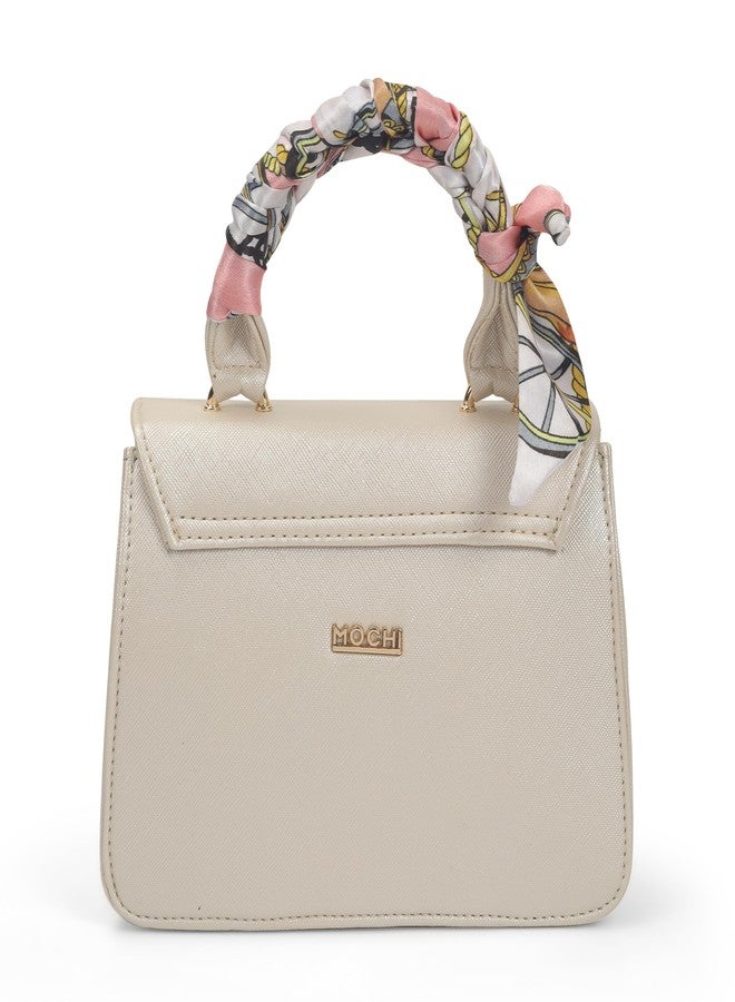 Mochi Women Beige Formal PU Soft Body Lock closure Solid Sling Bag with 1 Pocket and 1 compartments(66-853) - Image 4