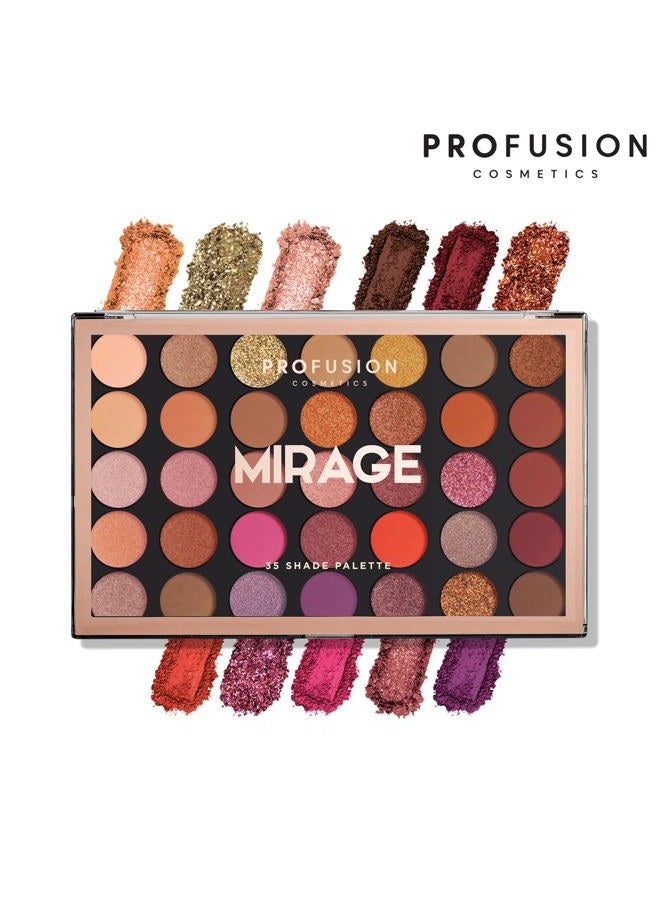 Profusion Cosmetics لوحة ظلال العيون ميراچ 35 لون، مسحوق فائق الصبغة بألوان زاهية ومشرقة لمظهر عيون مذهل مع مكياج احترافي ناعم وصديق للبشرة وطويل الأمد للنساء - Image 5