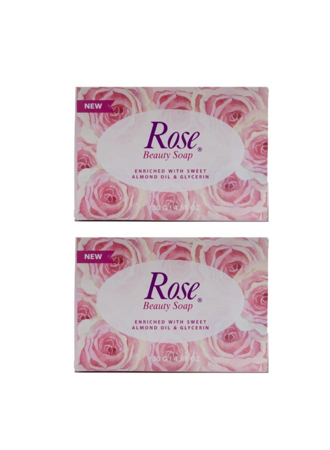 روز صابون الجمال بالورد المدعم بزيت اللوز الحلو والجلسرين 130 جرام قطعتين