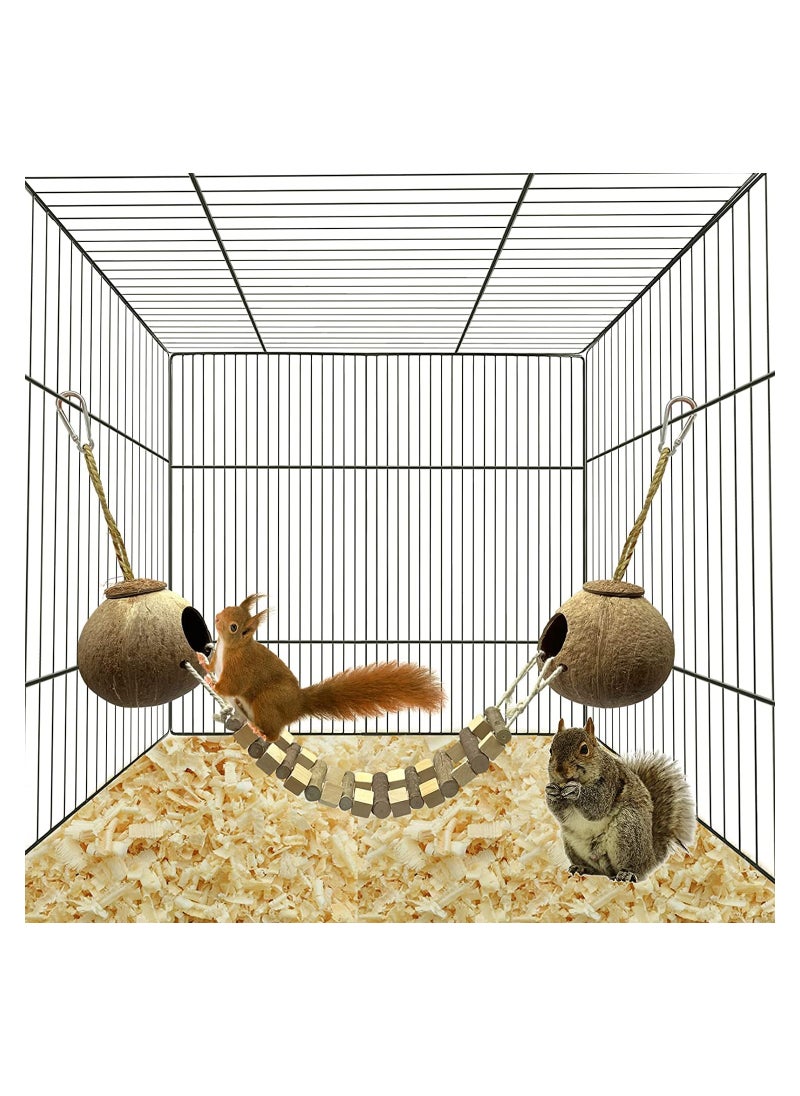 Coconut Bird Nest Hut with Ladder Hanging Birds Hide House Toy for Cage