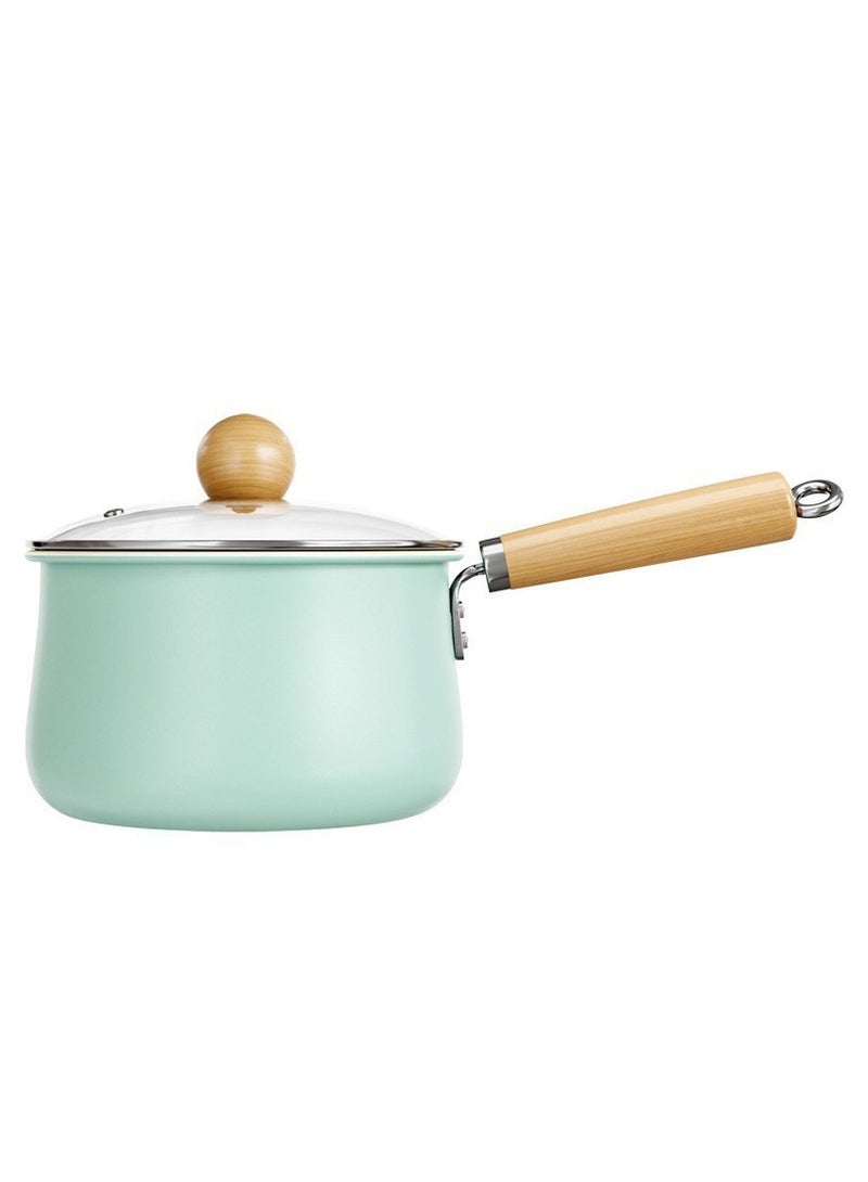 Ceramic Handle Milk Pot with Heat-Resistant Hanging Handle and Thickened Glass Lid,Healthy Nonstick Coating Dishwasher Safe Butter Warmer Milk Boiling Melting Pot,Multipurpose Use Sauce Pan Cooking Pan Coffee Warmer Coffee Pot Teapot - Image 1