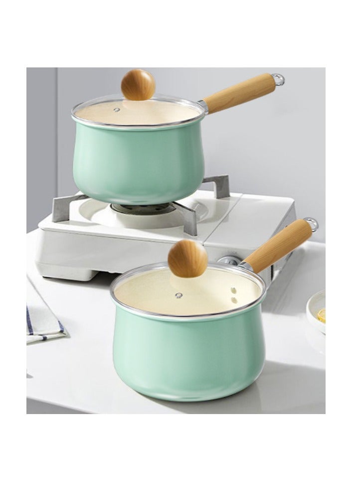 Ceramic Handle Milk Pot with Heat-Resistant Hanging Handle and Thickened Glass Lid,Healthy Nonstick Coating Dishwasher Safe Butter Warmer Milk Boiling Melting Pot,Multipurpose Use Sauce Pan Cooking Pan Coffee Warmer Coffee Pot Teapot - Image 3