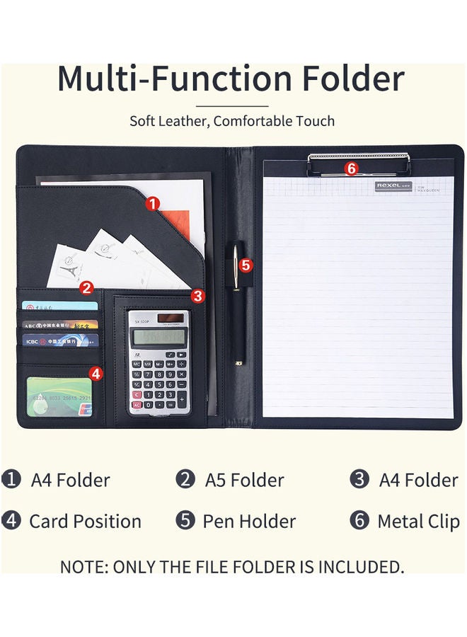 PU Leather A4 File Folder Black - Image 5
