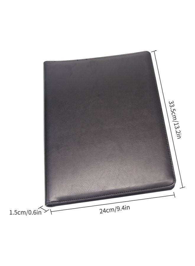 PU Leather A4 File Folder Black - Image 4