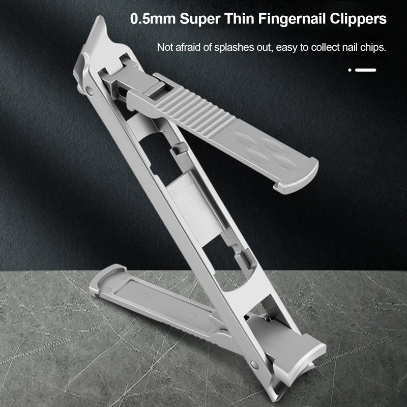 Double Head Nail Clipper Fingernail Toenail Clippers for Thick Nails with Catcher Thick Nails Stainless Steel Wide Jaw Opening Toenail Splash-Proof Ergonomic Curve Fingernail Trimmer - Image 3