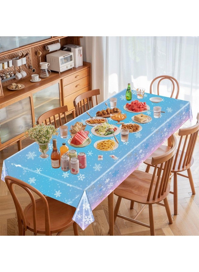 Phogary 3 Pieces Christmas Snowflake Tablecloth Birthday Party Decorations Supplies Winter Snowflake Table Cloths For Winter Wonderland Decorations Frozen Party Favors 51 X 86 Inch - Image 5