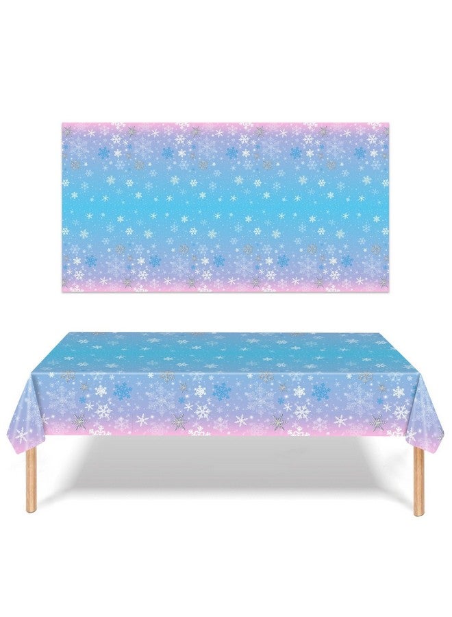 Phogary 3 Pieces Christmas Snowflake Tablecloth Birthday Party Decorations Supplies Winter Snowflake Table Cloths For Winter Wonderland Decorations Frozen Party Favors 51 X 86 Inch - Image 2