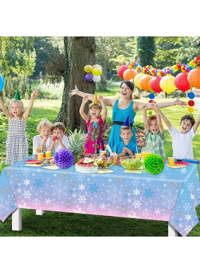 Phogary 3 Pieces Christmas Snowflake Tablecloth Birthday Party Decorations Supplies Winter Snowflake Table Cloths For Winter Wonderland Decorations Frozen Party Favors 51 X 86 Inch - Image 4