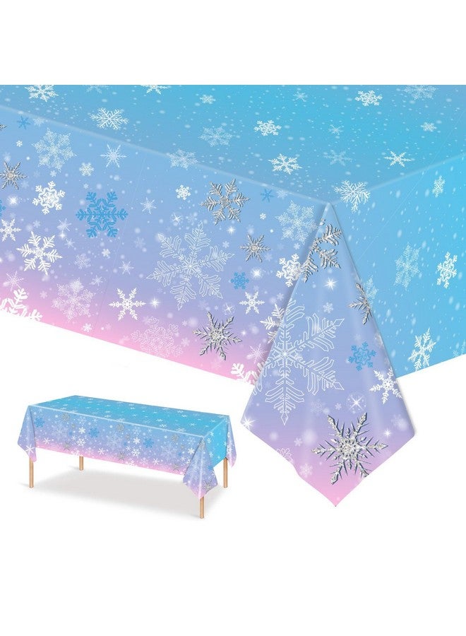 Phogary 3 Pieces Christmas Snowflake Tablecloth Birthday Party Decorations Supplies Winter Snowflake Table Cloths For Winter Wonderland Decorations Frozen Party Favors 51 X 86 Inch - Image 1