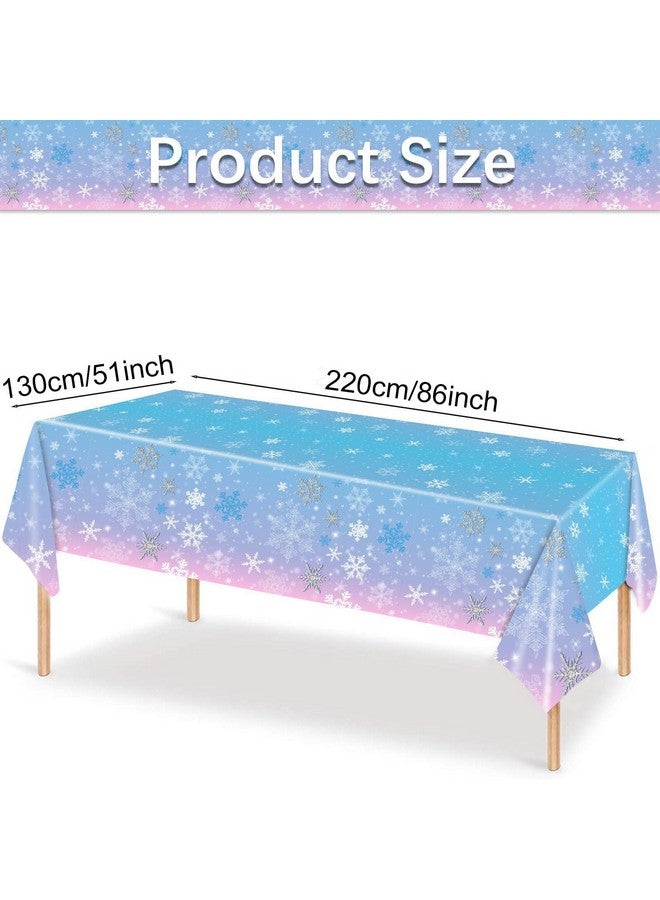 Phogary 3 Pieces Christmas Snowflake Tablecloth Birthday Party Decorations Supplies Winter Snowflake Table Cloths For Winter Wonderland Decorations Frozen Party Favors 51 X 86 Inch - Image 3