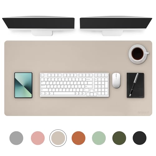AROPANA Anti-Slip Extended Mouse Pad | PU Vegan Leather Desk Mat | Large Computer Desk Protector Pad with Suede Base for Keyboard, Laptop, Office & Home (120x60CM, White) - Image 5
