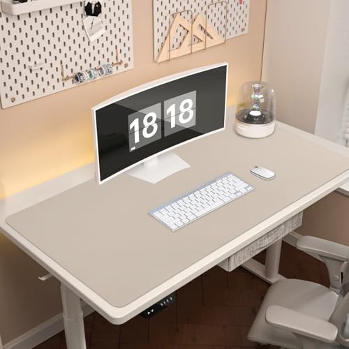AROPANA Anti-Slip Extended Mouse Pad | PU Vegan Leather Desk Mat | Large Computer Desk Protector Pad with Suede Base for Keyboard, Laptop, Office & Home (120x60CM, White) - Image 2