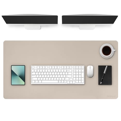 AROPANA Anti-Slip Extended Mouse Pad | PU Vegan Leather Desk Mat | Large Computer Desk Protector Pad with Suede Base for Keyboard, Laptop, Office & Home (120x60CM, White) - Image 1