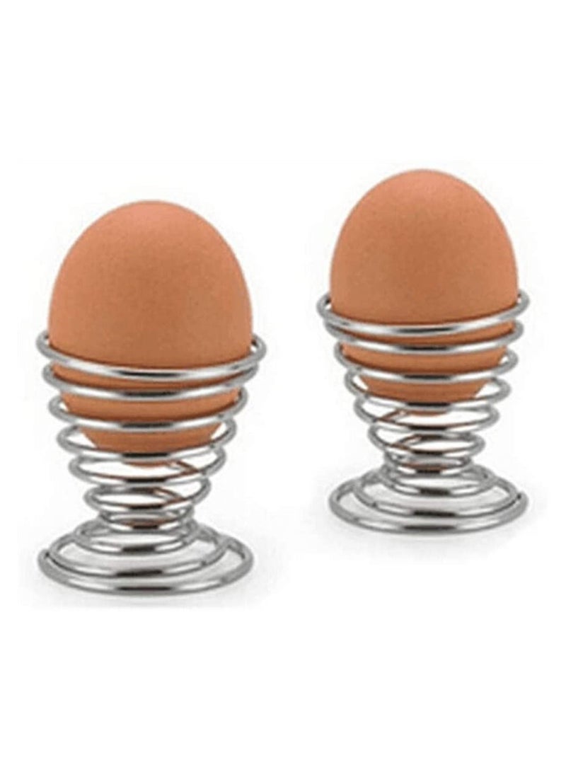 NIBEMINENT 4 PCS Spring Egg Cup Holders, Stainless Steel Tray Cup, Mini Wire Holder, Stand Boiled Storage For Home Restaurant, Kitchen Tool (Silver) - Image 5