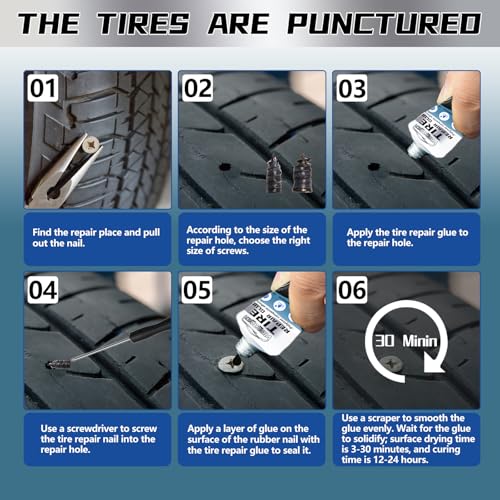Vigorder Tire Repair Glue, Rubber Cement for Sidewall Fixes, Suitable for Car, Motorcycle, Bike, Jeep, Off-Road, Truck, Tractor, 20ML, Black - Image 5