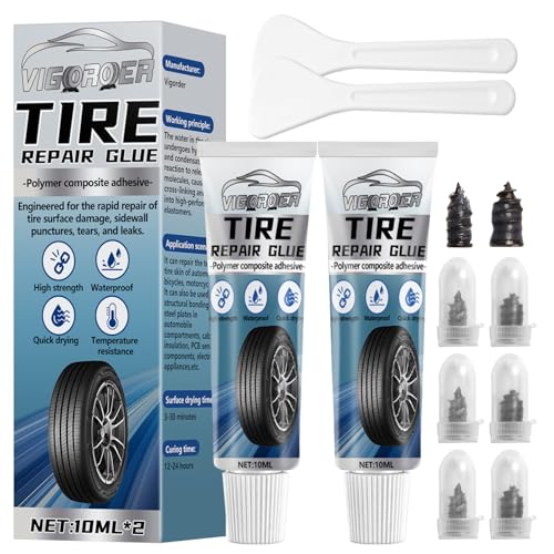 Vigorder Tire Repair Glue, Rubber Cement for Sidewall Fixes, Suitable for Car, Motorcycle, Bike, Jeep, Off-Road, Truck, Tractor, 20ML, Black - Image 1