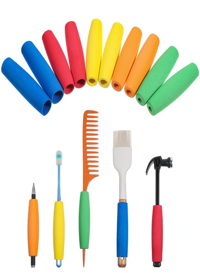 Qulkws 10 Pcs Foam Grip Tubing, No-Cut Foam Tubes Grips, Adaptive Utensil Cutlery Padding Grip Handle, Comfort Grips for Elderly, Tools, Multicolor - Image 1