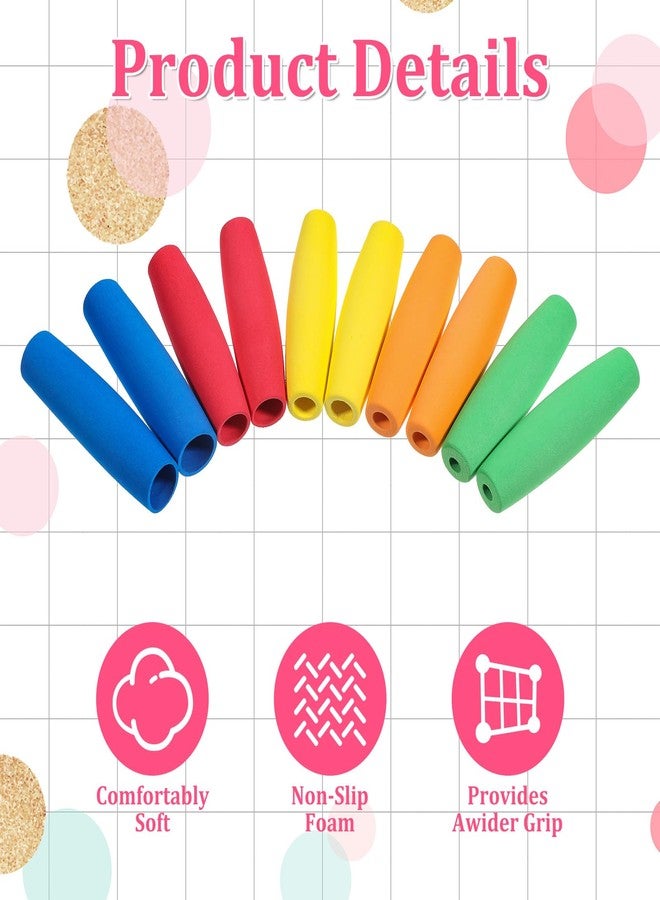 Qulkws 10 Pcs Foam Grip Tubing, No-Cut Foam Tubes Grips, Adaptive Utensil Cutlery Padding Grip Handle, Comfort Grips for Elderly, Tools, Multicolor - Image 2