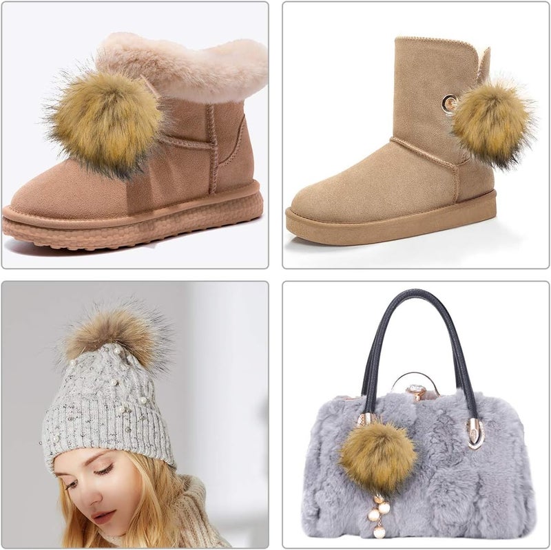 Homtable 12 Pieces Faux Fur Pom Pom Balls Fur Fluffy with Elastic Loop for Hats Shoes Scarves Gloves Scarves Bag Key Chain Charms Accessories (Faux Mink Fur Color) - Image 5