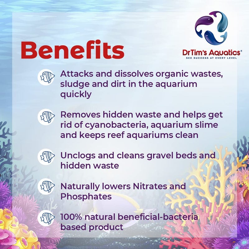 DrTim's Aquatics DrTim’s Aquatics Reef Waste-Away – Natural Fish Tank & Aquarium Waste Management Solution for Dissolving & Cleaning Organic Sludge & Waste - 16 oz. - Treats 480 gal. - Image 3