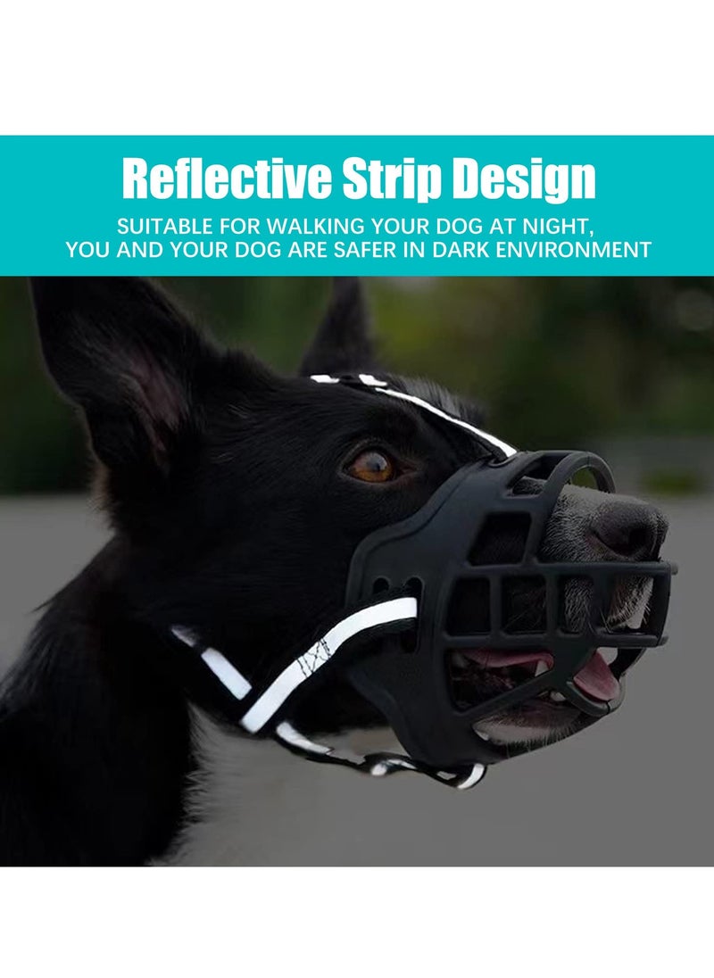 SYOSI - Dog Muzzles, Breathable Basket Muzzles for Medium, Large Dogs, Adjustable Breathable Muzzle for Pet with Reflective Strip, Stop Biting, Barking and Chewing, Best for Aggressive Dogs (Medium, Black) - Image 1