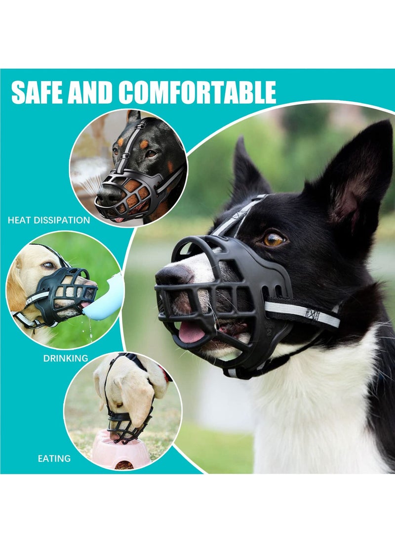 SYOSI - Dog Muzzles, Breathable Basket Muzzles for Medium, Large Dogs, Adjustable Breathable Muzzle for Pet with Reflective Strip, Stop Biting, Barking and Chewing, Best for Aggressive Dogs (Medium, Black) - Image 1